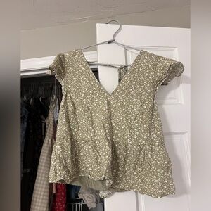 Abercrombie green floral shirt